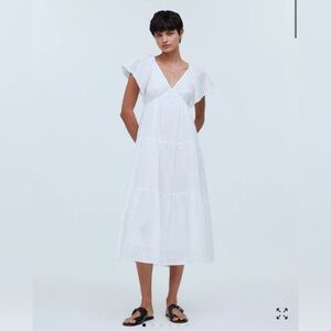 Madewell tie back flutter sleeve midi dress (size 4)